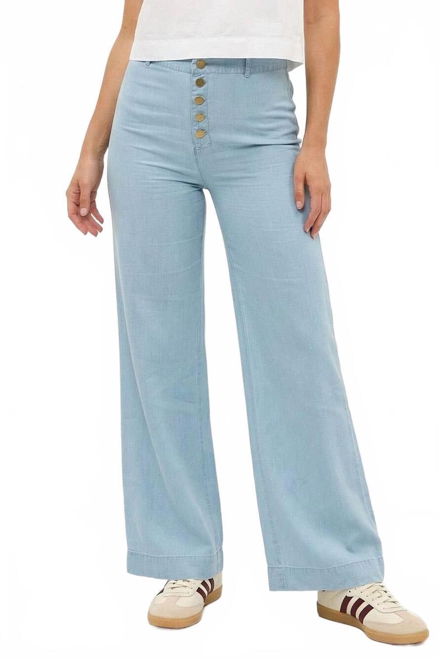 NEW NAKED ZEBRA tencel wide leg high waisted pants in light blue
